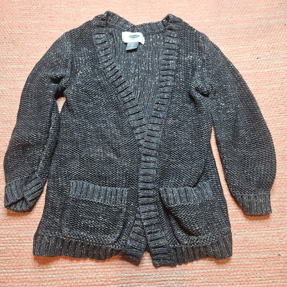 Old Navy Blue Silver Sparkly Openfront Cardigan Sweater